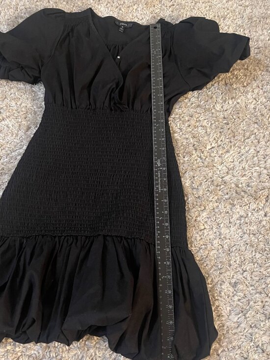 Aqua Black Smocked Waist Puff Sleeve Mini Dress Size S - Picture 5 of 7